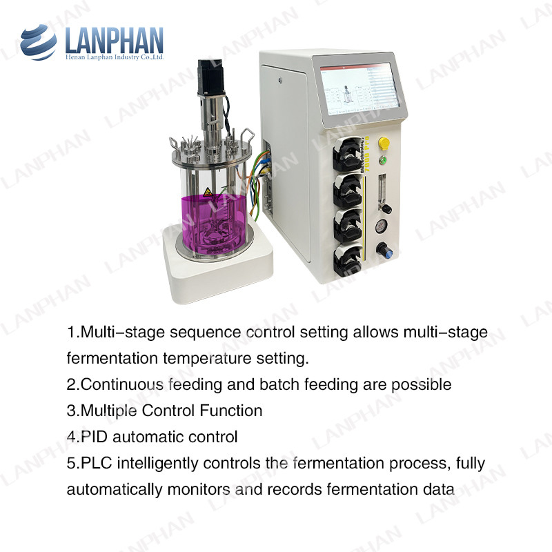 ยีสต์ สปิโรลินา กล่องห้องทดลอง Bioreactor Fermenter Bioreactor สัตว์ Cell Culture Bioreactor 10L/5L