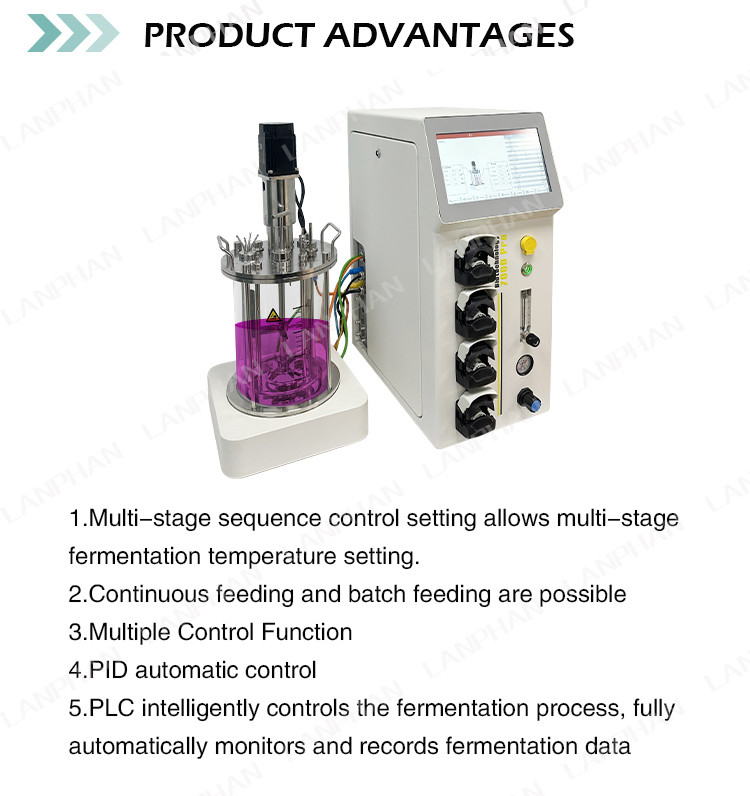 มินิไมโครเบียล / แบคทีเรีย Fermenter Bioreactor 1l Lab Fermenter Bioreactor สําหรับผึ้ง