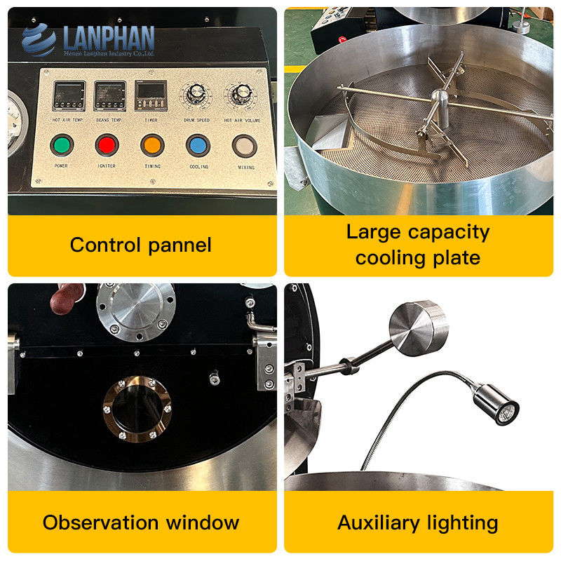 ครึ่งอากาศร้อน Roaster Drum ครึ่งอากาศร้อน กาแฟ Roaster กาแฟ Roaster เครื่องสําหรับโรงงาน