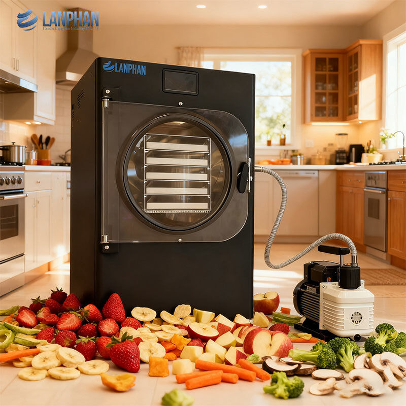 5-Tray ขนาดเล็ก สแตนเลส เครื่องแห้งเย็นกับปั๊มน้ํามัน สําหรับอาหารหวาน