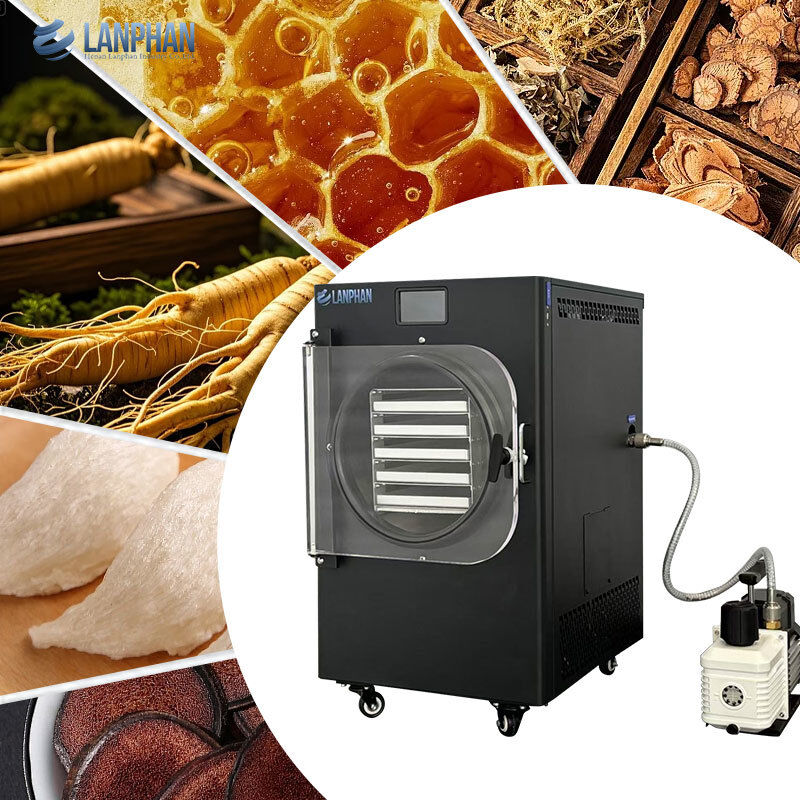 5-Tray ขนาดเล็ก สแตนเลส เครื่องแห้งเย็นกับปั๊มน้ํามัน สําหรับอาหารหวาน