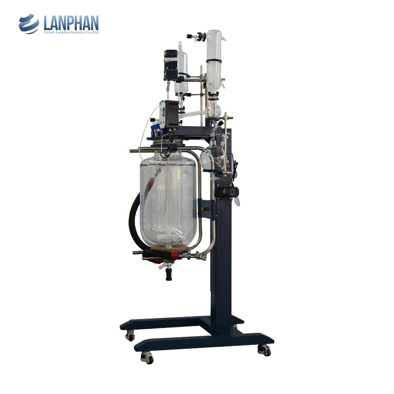 เครื่องปฏิกรณ์แก้วความเร็วสูงในห้องปฏิบัติการ Big Jacketed Heating Cooling Double Layer Stirred Tank