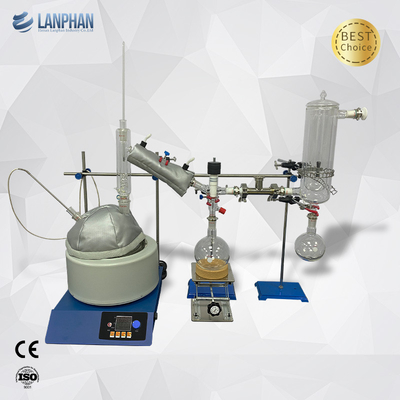 อุปกรณ์กลั่นแบบสั้นทางสั้นสูญญากาศ Borosilicate สำหรับห้องปฏิบัติการ 5L