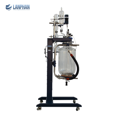20L Dual Jacket Lab เครื่องปฏิกรณ์แก้วกลั่นยากาต้มน้ำทนต่อการกัดกร่อน