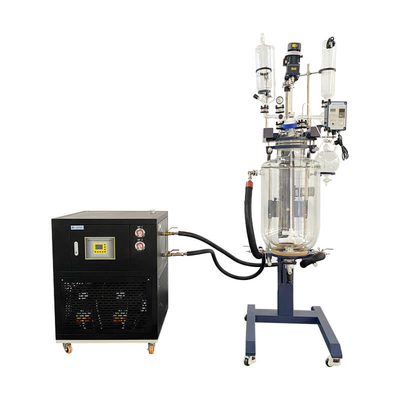 50 ลิตร Ptfe Chemical Double Jacketed Glass Reactor Crystallization Lab Lifting